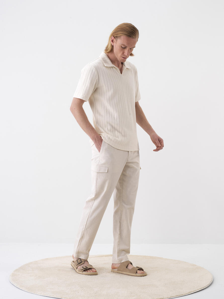 Naturel Regular Fit Keten Pantolon - 2