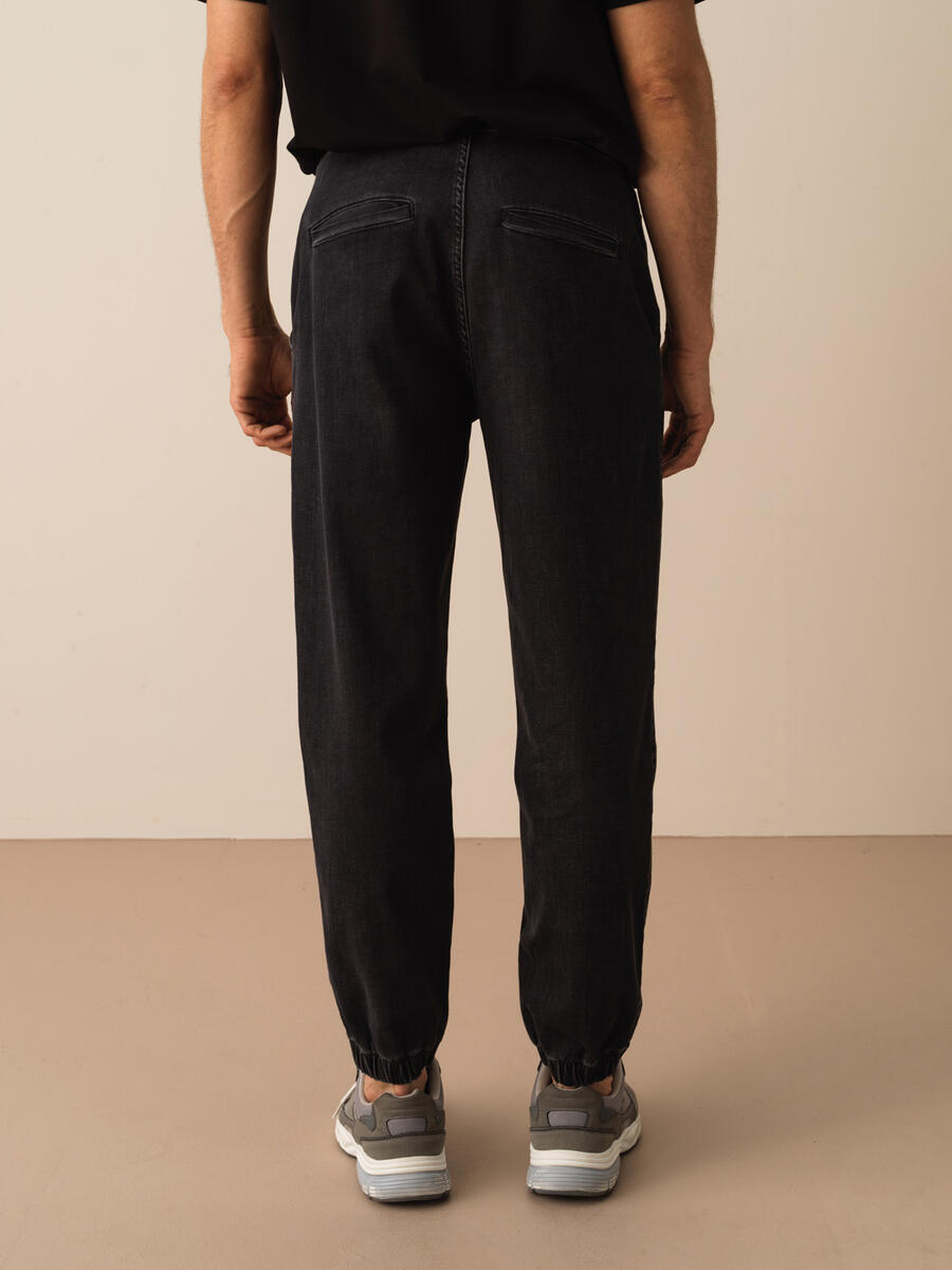 Siyah Slim Fit Pamuklu Denim Pantolon - 3