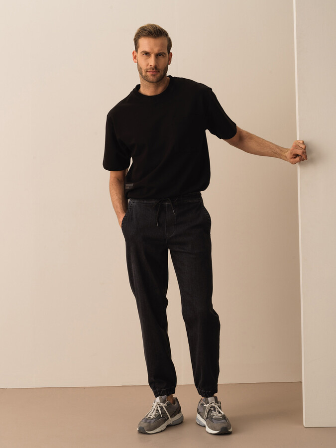 Siyah Slim Fit Pamuklu Basic Denim Pantolon - Xint