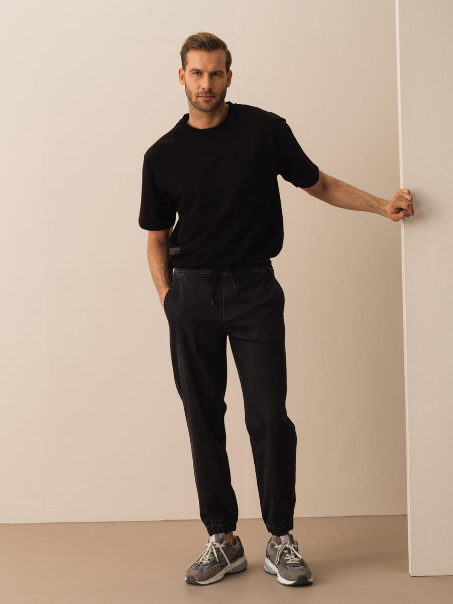 Siyah Slim Fit Pamuklu Denim Pantolon - 2