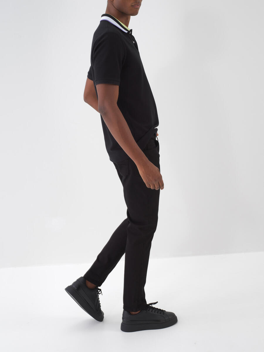 Siyah Slim Fit Pamuklu Pantolon - 4