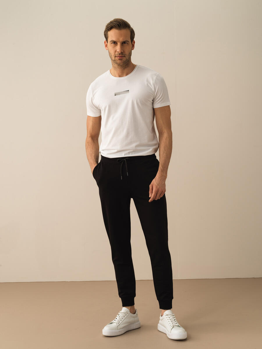 Siyah Slim Fit Pamuklu Pantolon - 2