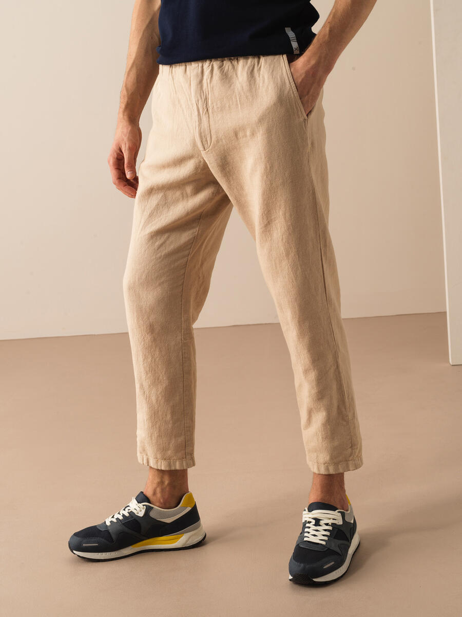 Taş Rengi Regular Fit Keten Pantolon - 3