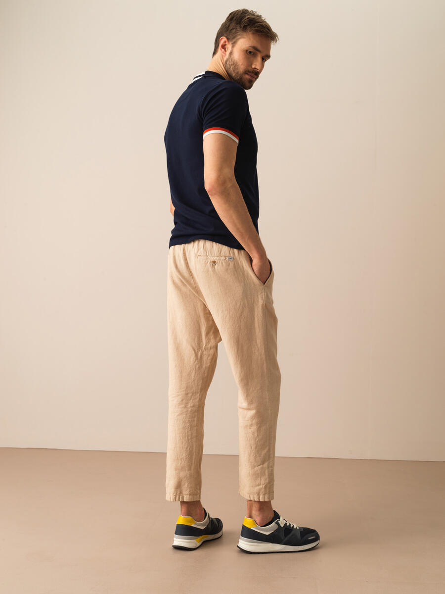 Taş Rengi Regular Fit Keten Pantolon - 4
