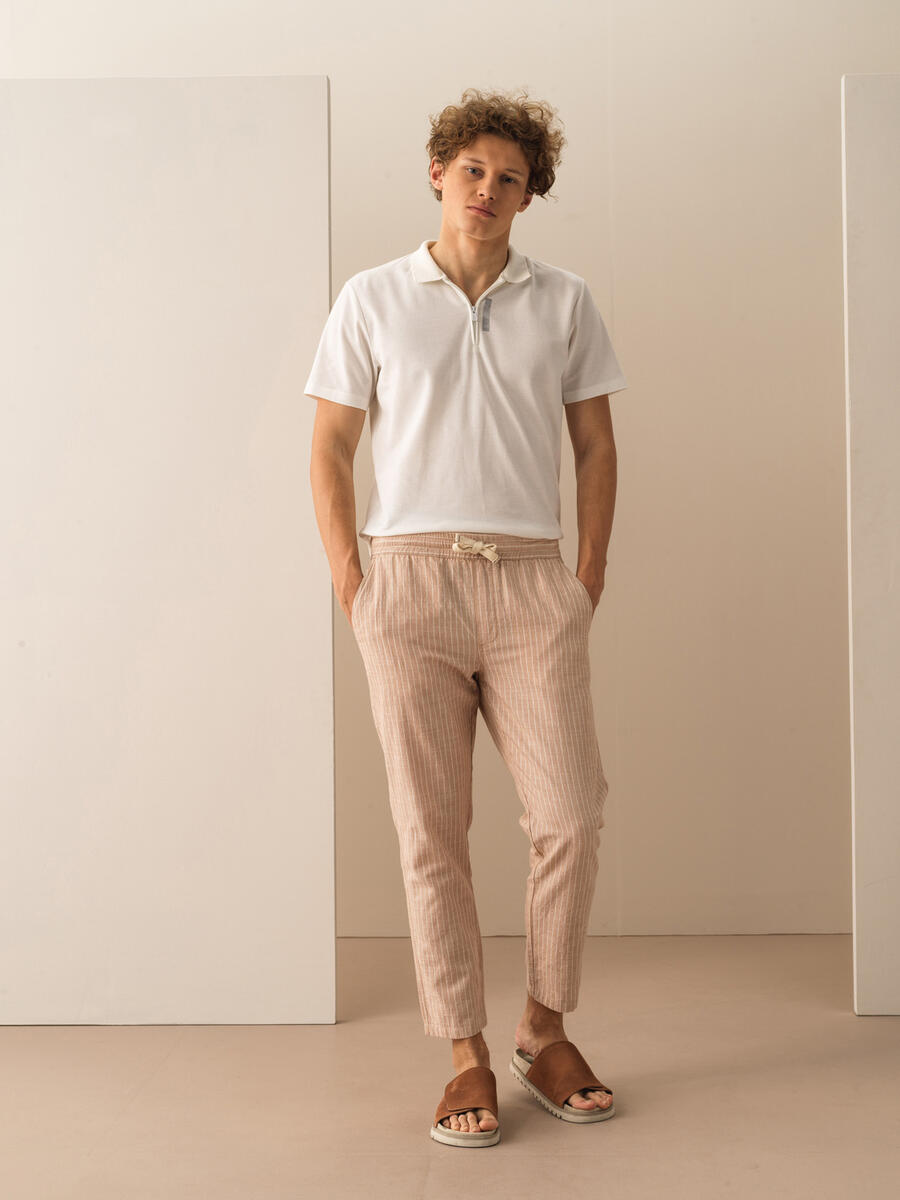 Taş Rengi Regular Fit Keten Pantolon - 2