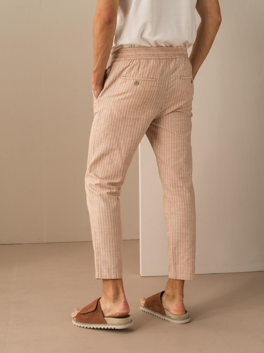 Taş Rengi Regular Fit Keten Pantolon - 3