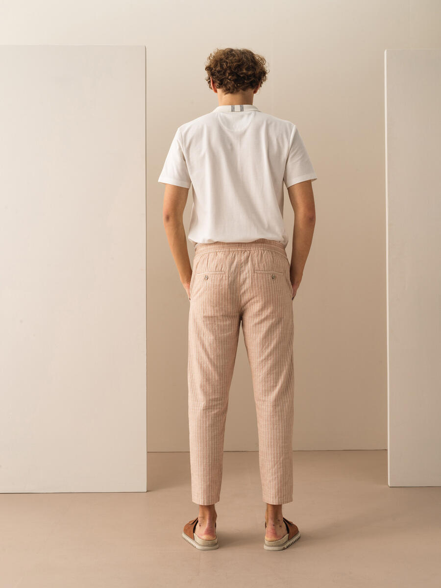 Taş Rengi Regular Fit Keten Pantolon - 4
