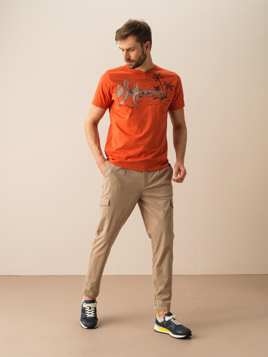 Taş Rengi Slim Fit Pamuklu Pantolon - 2
