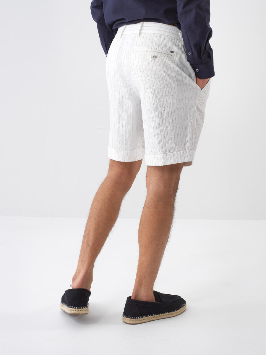 Beyaz Regular Fit Pamuklu Şort - 5