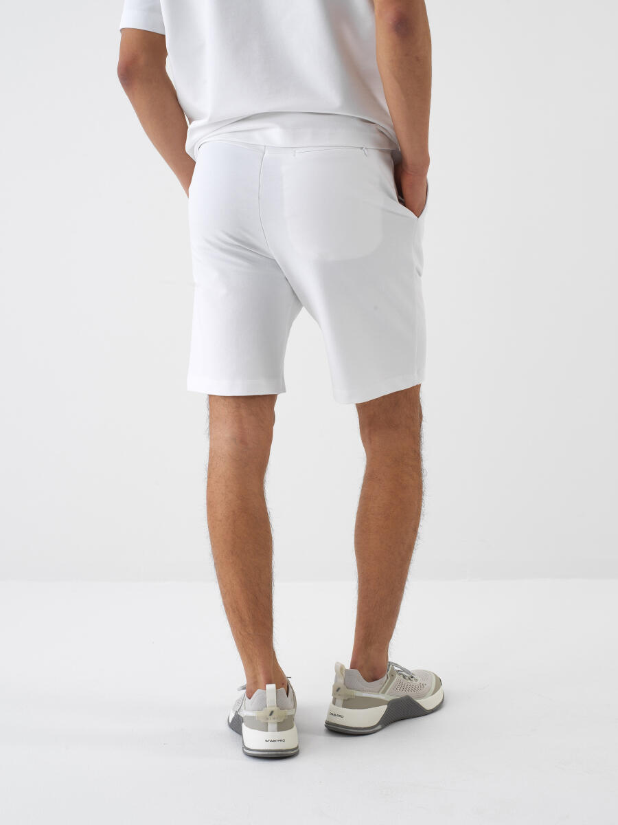Beyaz Regular Fit Pamuklu Şort - 4