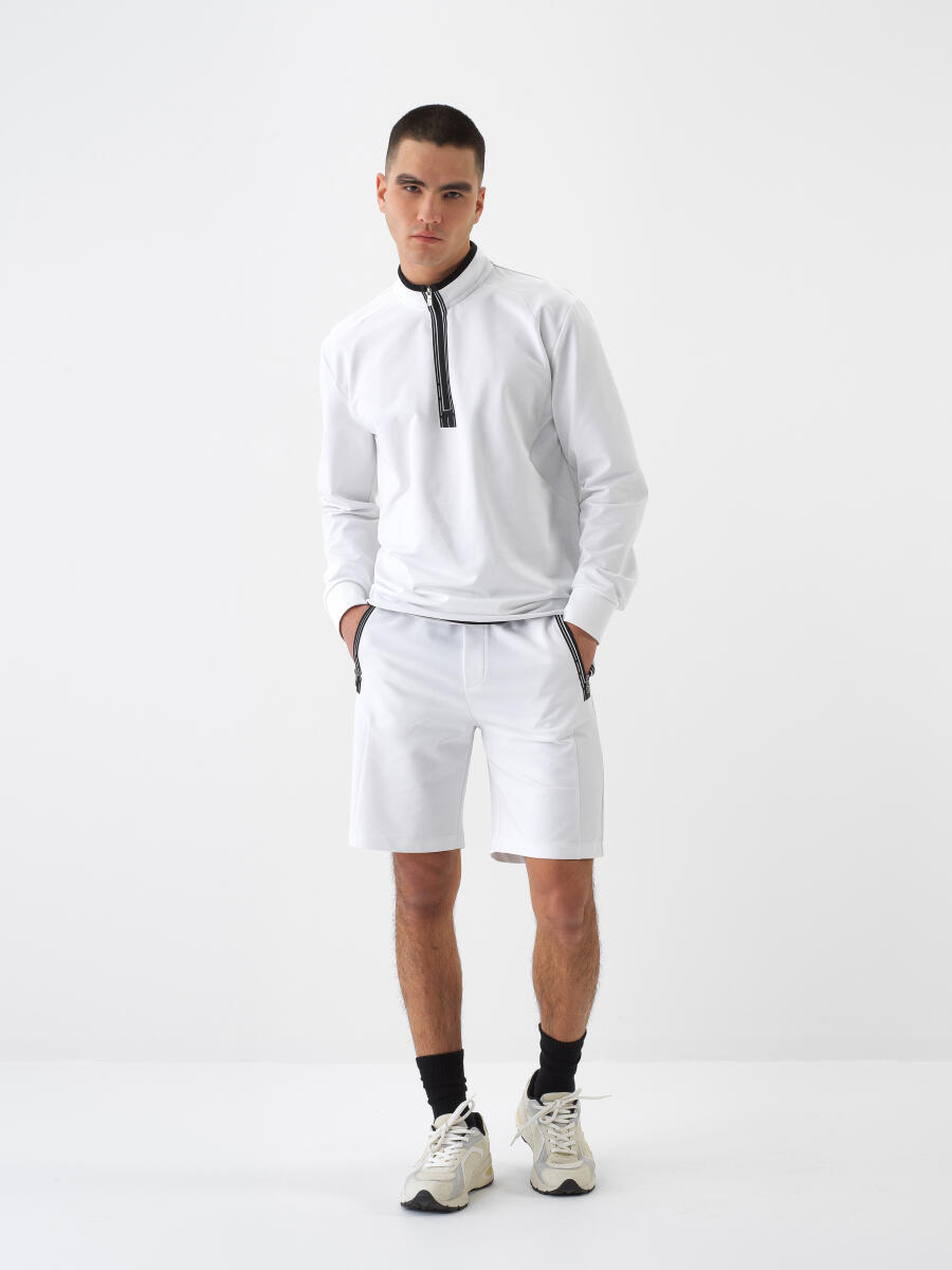 Beyaz Slim Fit Pamuklu Şort - 2