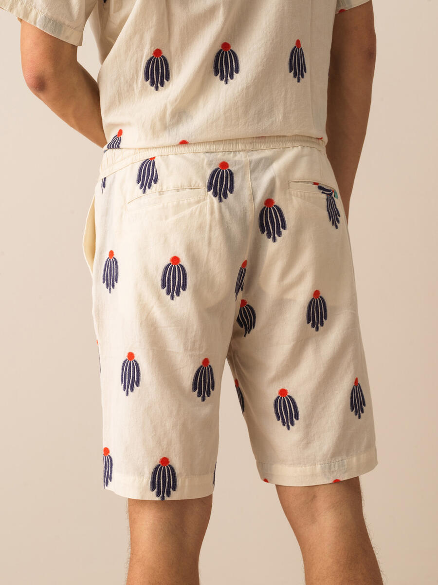 Ekru Regular Fit Pamuklu Şort - 4