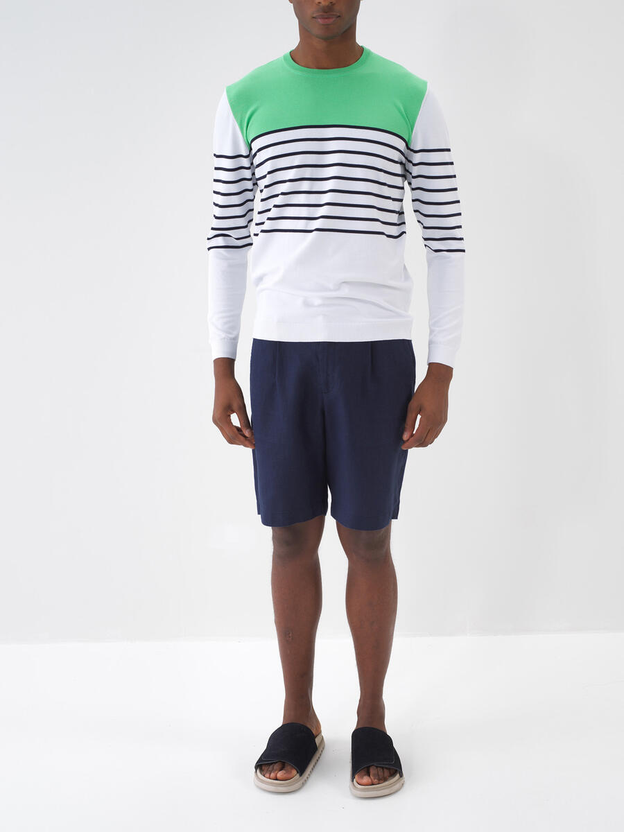 Lacivert Regular Fit Keten Basic Şort