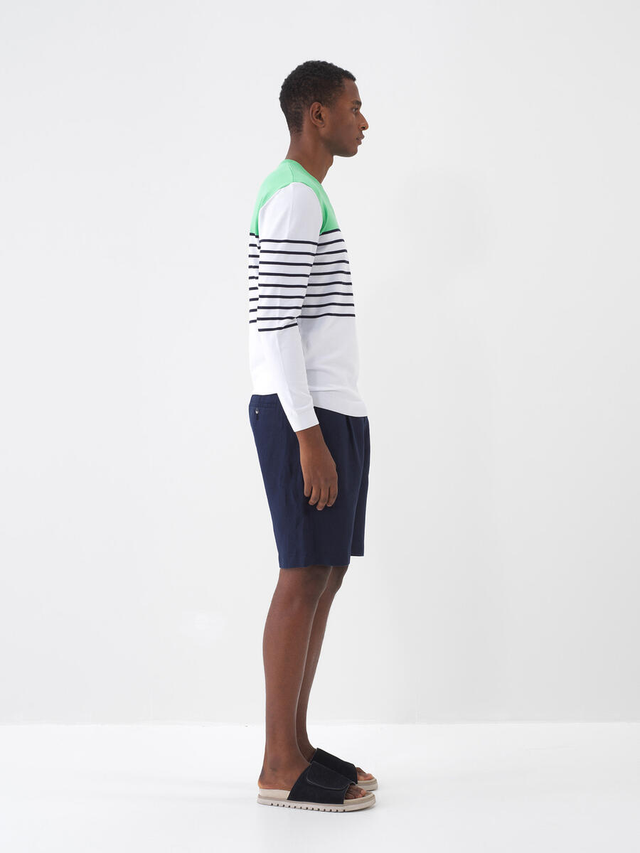 Lacivert Regular Fit Keten Basic Şort - 3