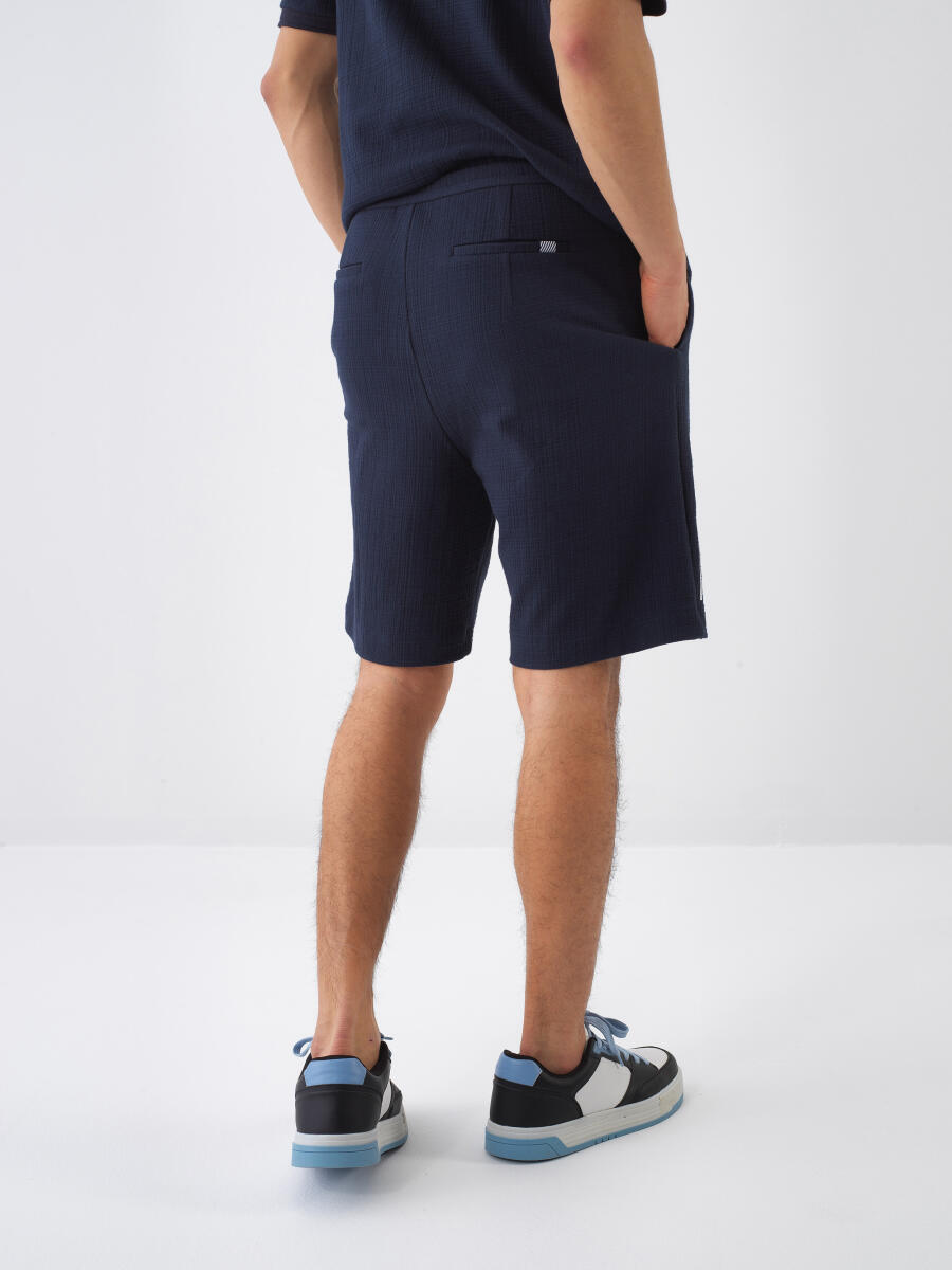 Lacivert Regular Fit Pamuklu Şort - 4