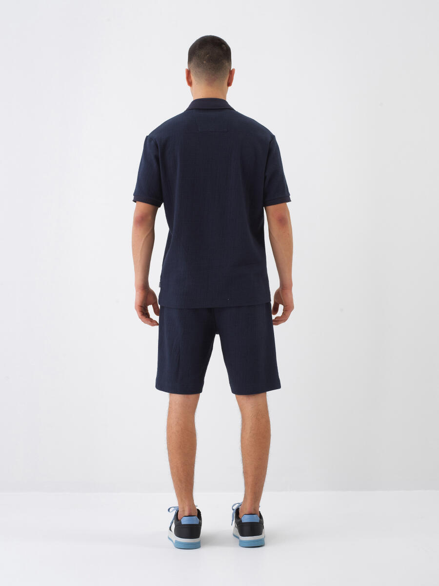 Lacivert Regular Fit Pamuklu Şort - 5