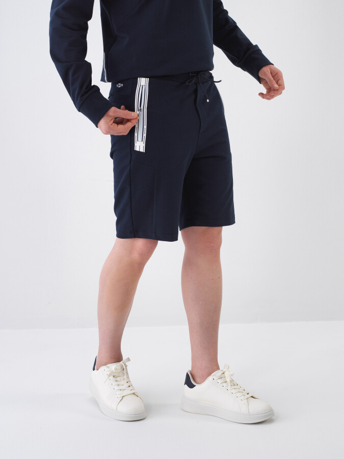 Lacivert Slim Fit Pamuklu Şort - Xint
