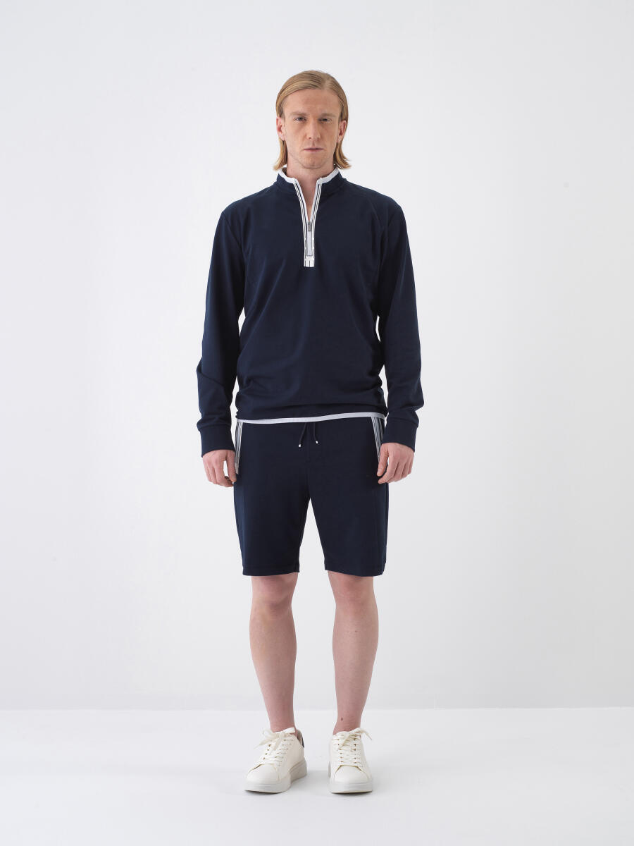 Lacivert Slim Fit Pamuklu Şort - 2