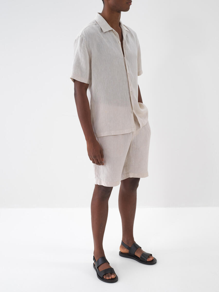 Naturel Regular Fit Keten Basic Şort