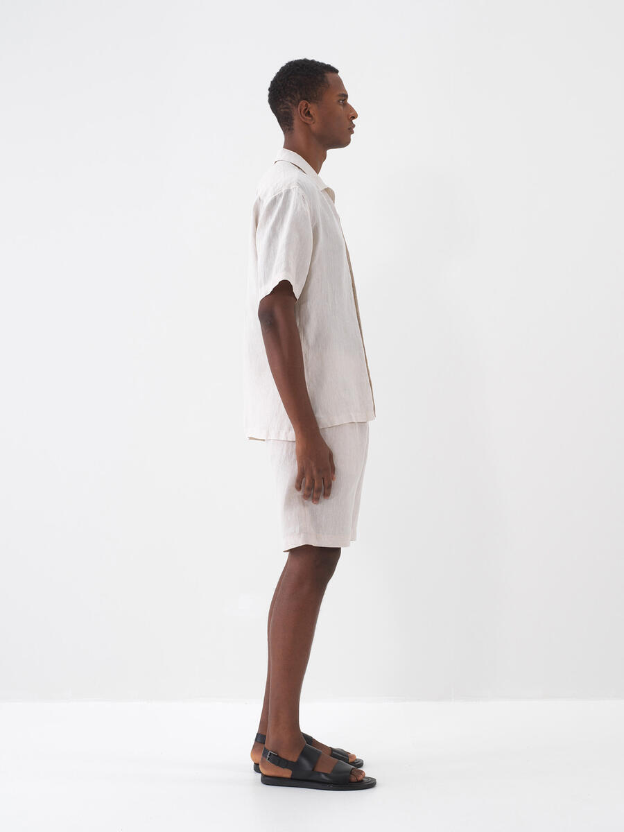 Naturel Regular Fit Keten Basic Şort - 3