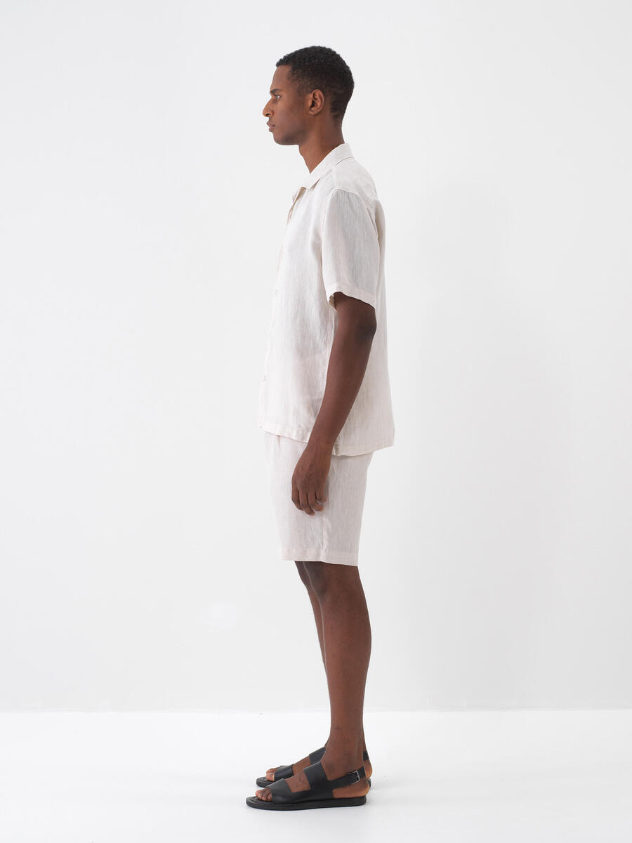 Naturel Regular Fit Keten Basic Şort - 4