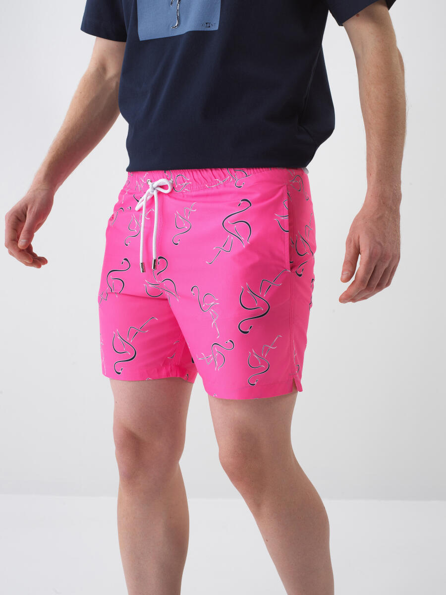 Pembe Regular Fit Deniz Şortu