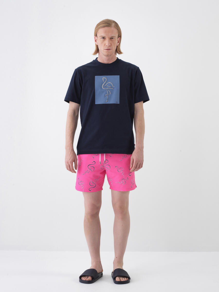 Pembe Regular Fit Deniz Şortu - 2