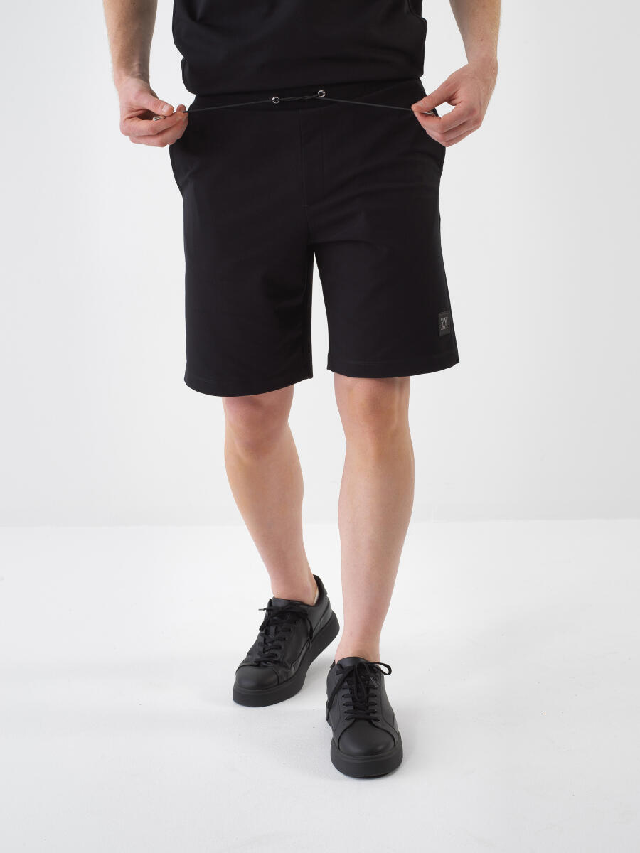Siyah Regular Fit Pamuklu Şort