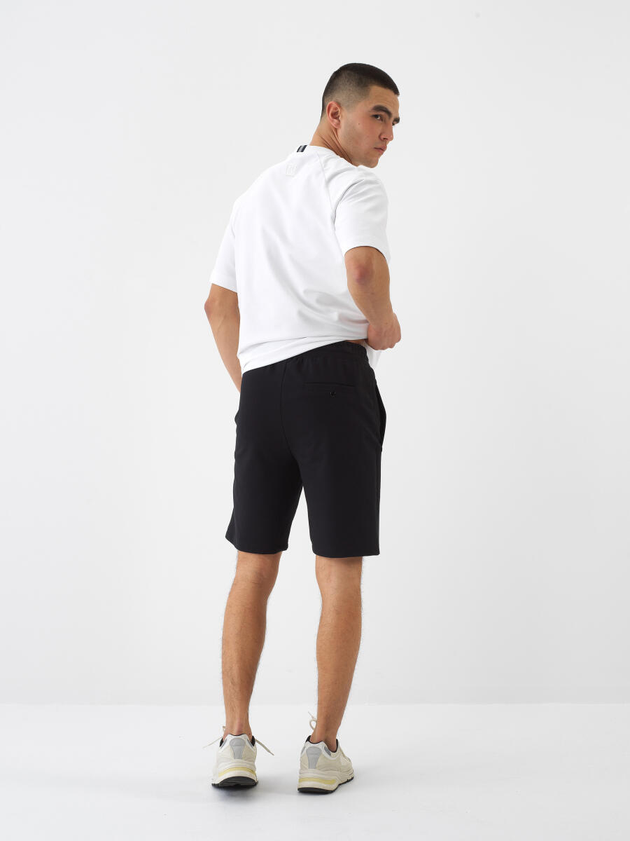 Siyah Regular Fit Pamuklu Şort - 4