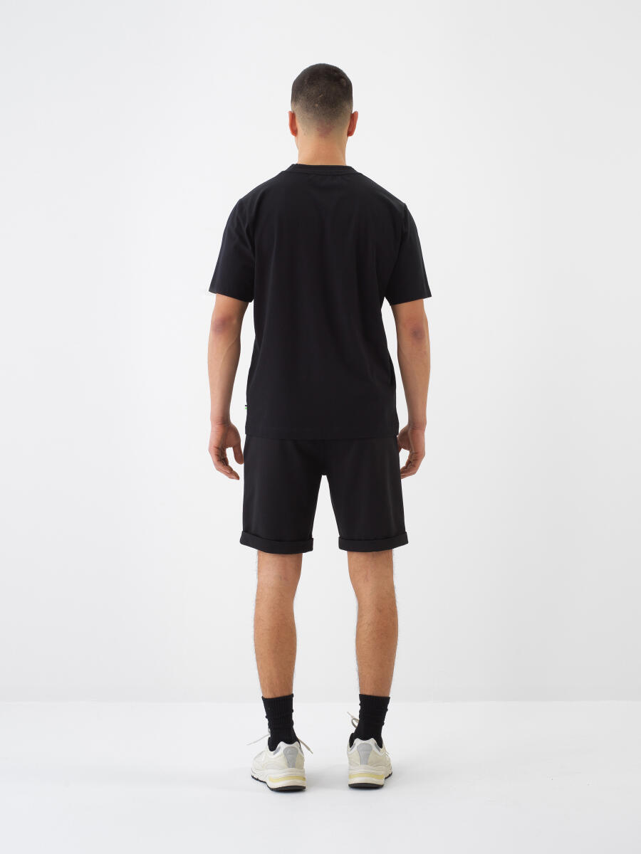 Siyah Regular Fit Pamuklu Şort - 4