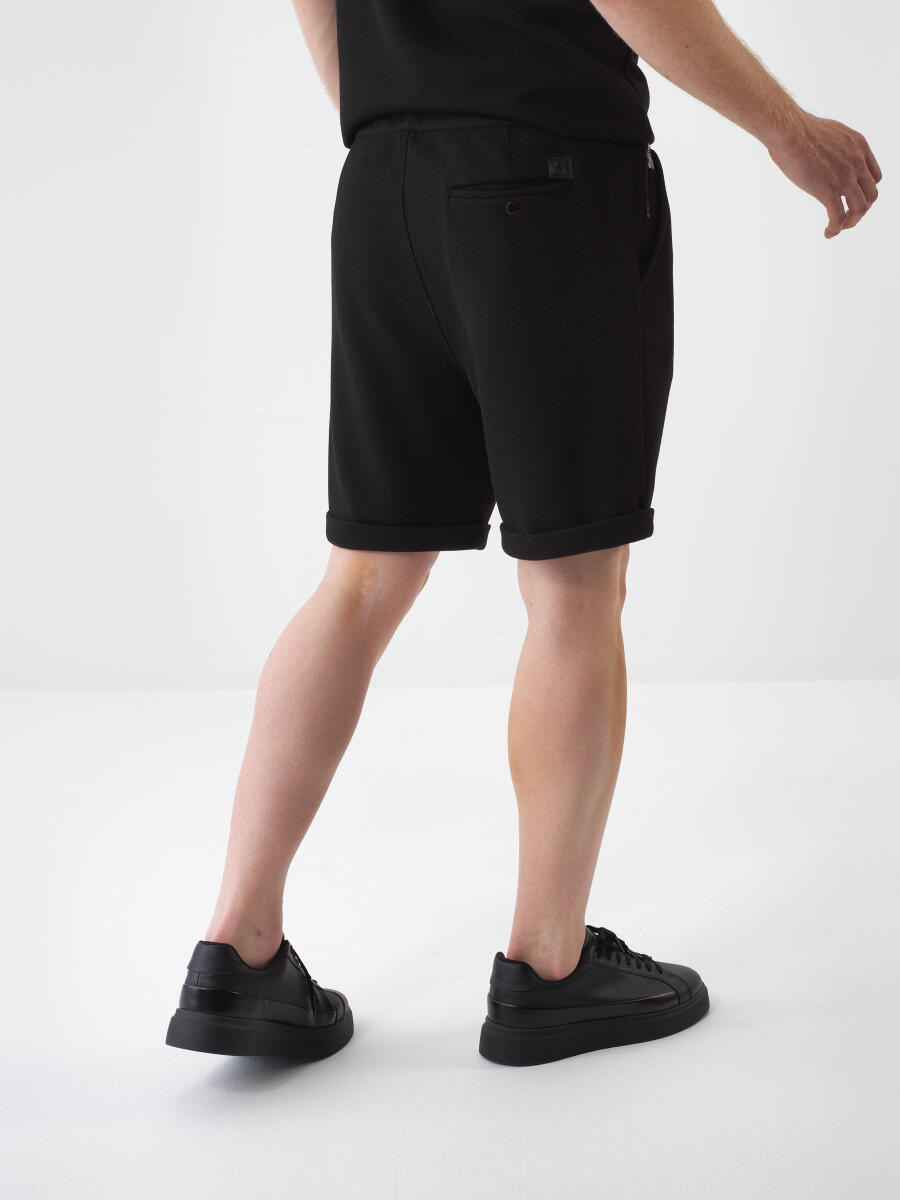 Siyah Regular Fit Şort - 5