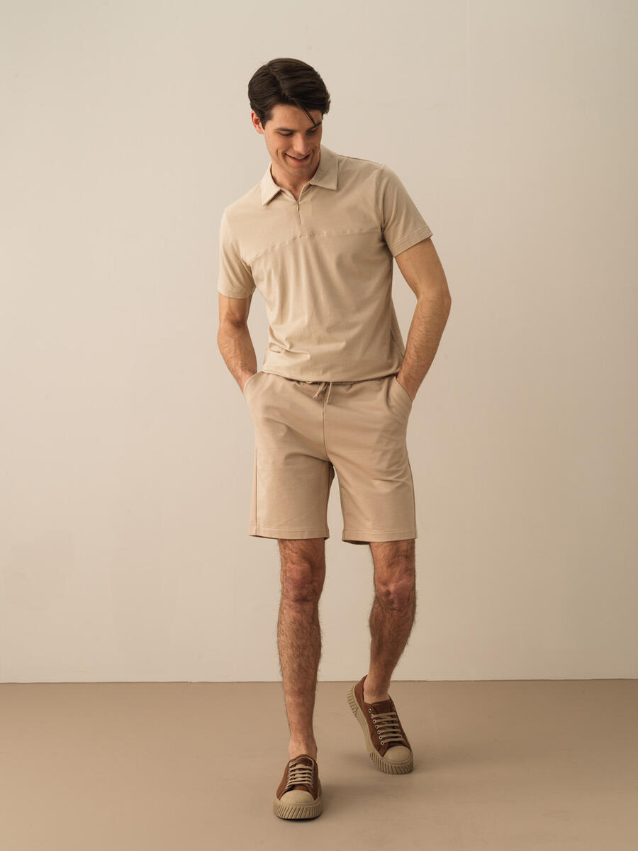 Taş Rengi Slim Fit Pamuklu Şort - 2