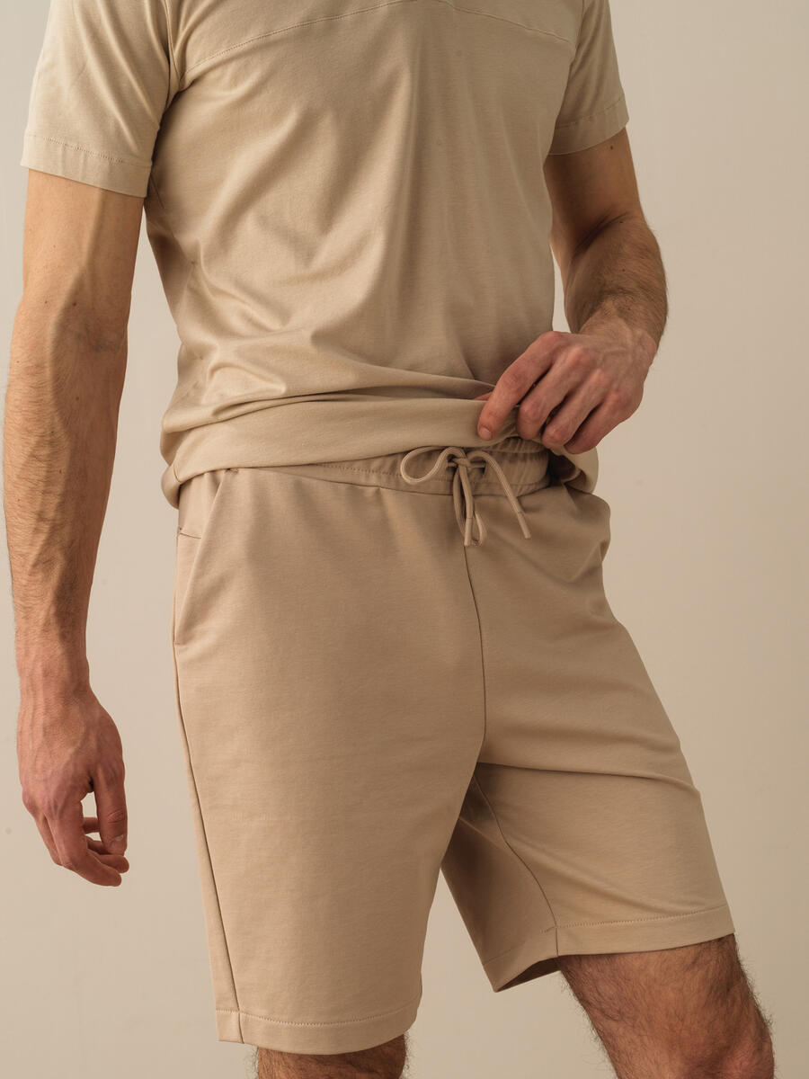 Taş Rengi Slim Fit Pamuklu Şort