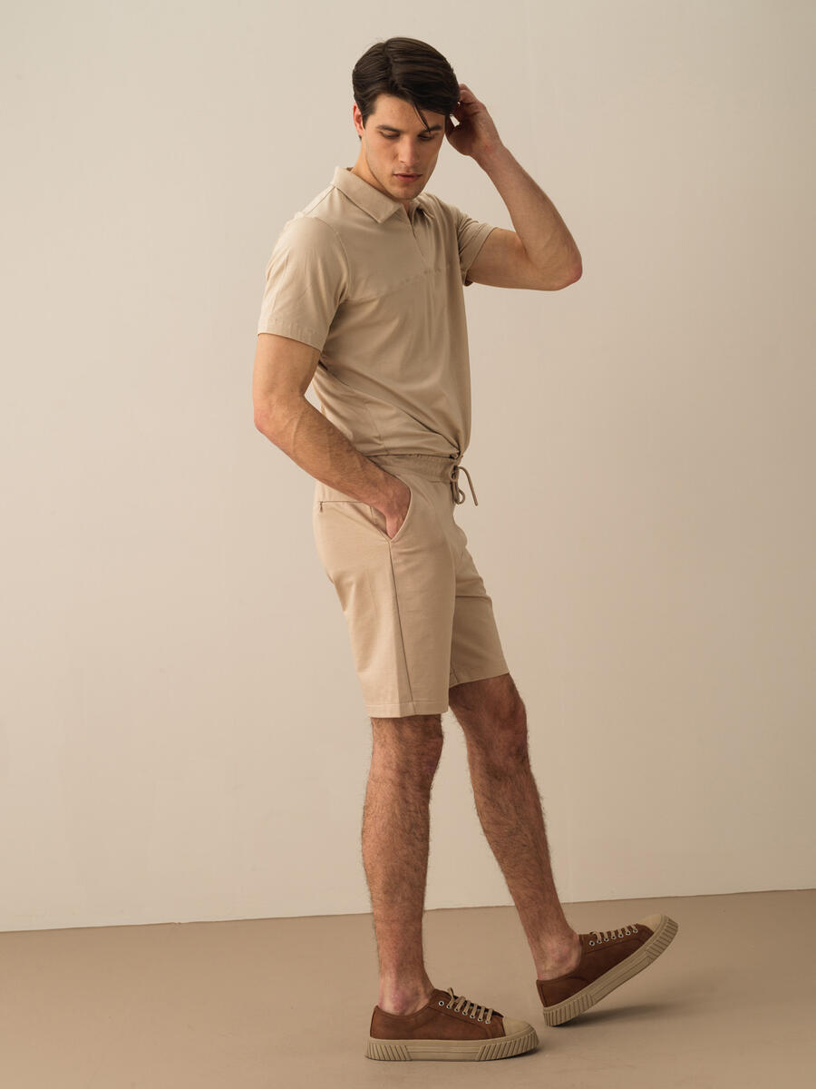 Taş Rengi Slim Fit Pamuklu Şort - 3
