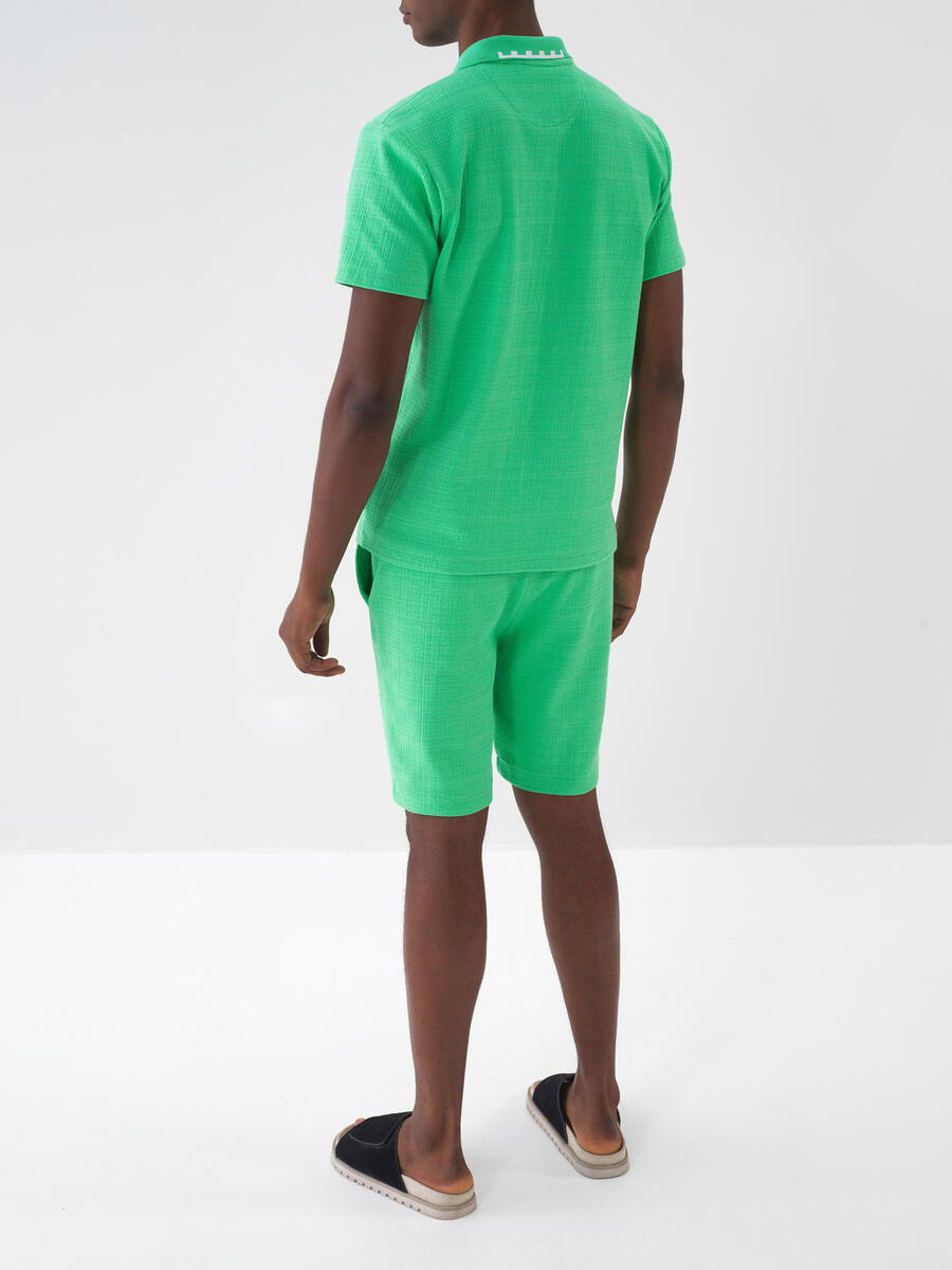 Yeşil Regular Fit Pamuklu Şort - 4