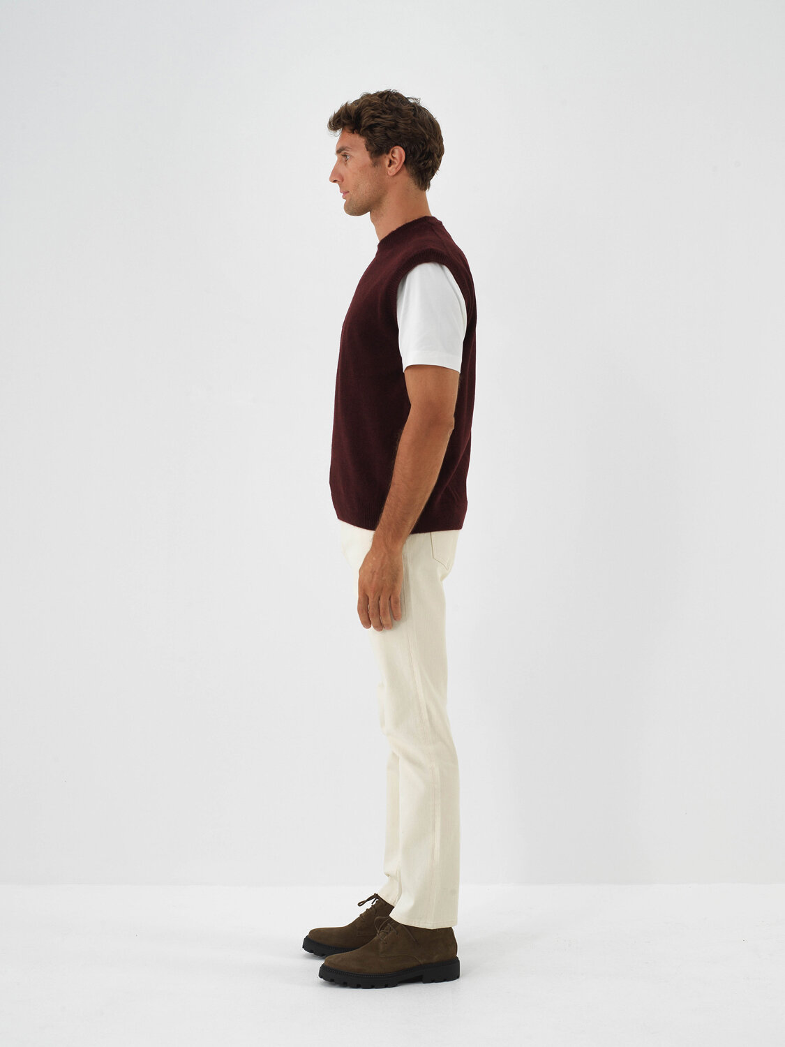 Bordo Yumuşak Dokulu Regular Fit Süveter - Xint