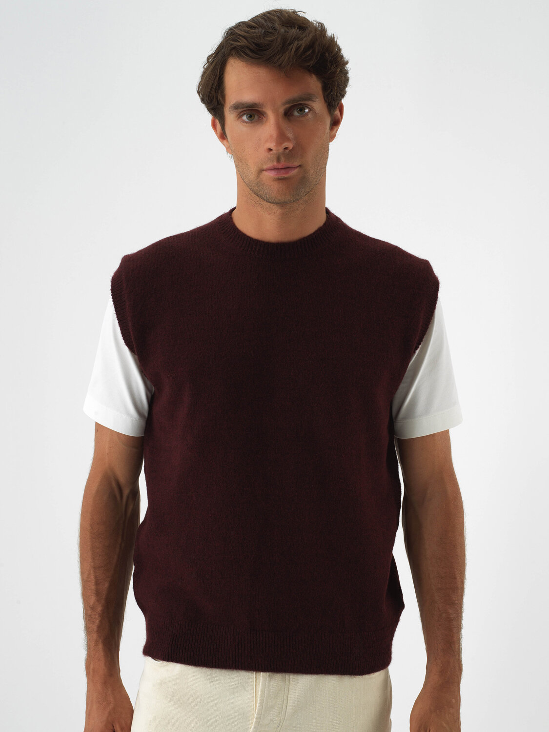 Bordo Yumuşak Dokulu Regular Fit Süveter - Xint