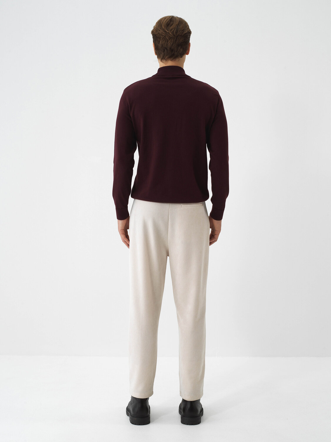 Bej Lüks Dokulu Soft Kadife Slim Fit Sweat Pantolon - Xint