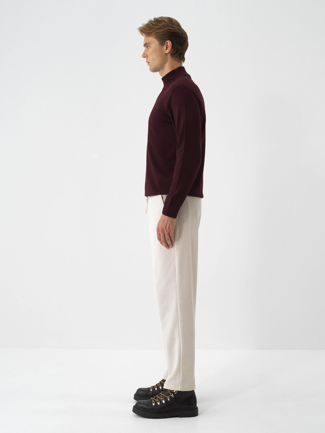 Bej Lüks Dokulu Soft Kadife Slim Fit Sweat Pantolon - Xint