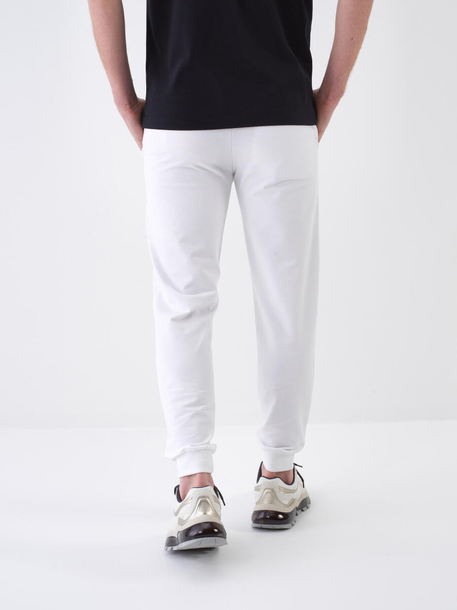 Beyaz Regular Fit Pamuklu Sweat Pantolon - 4