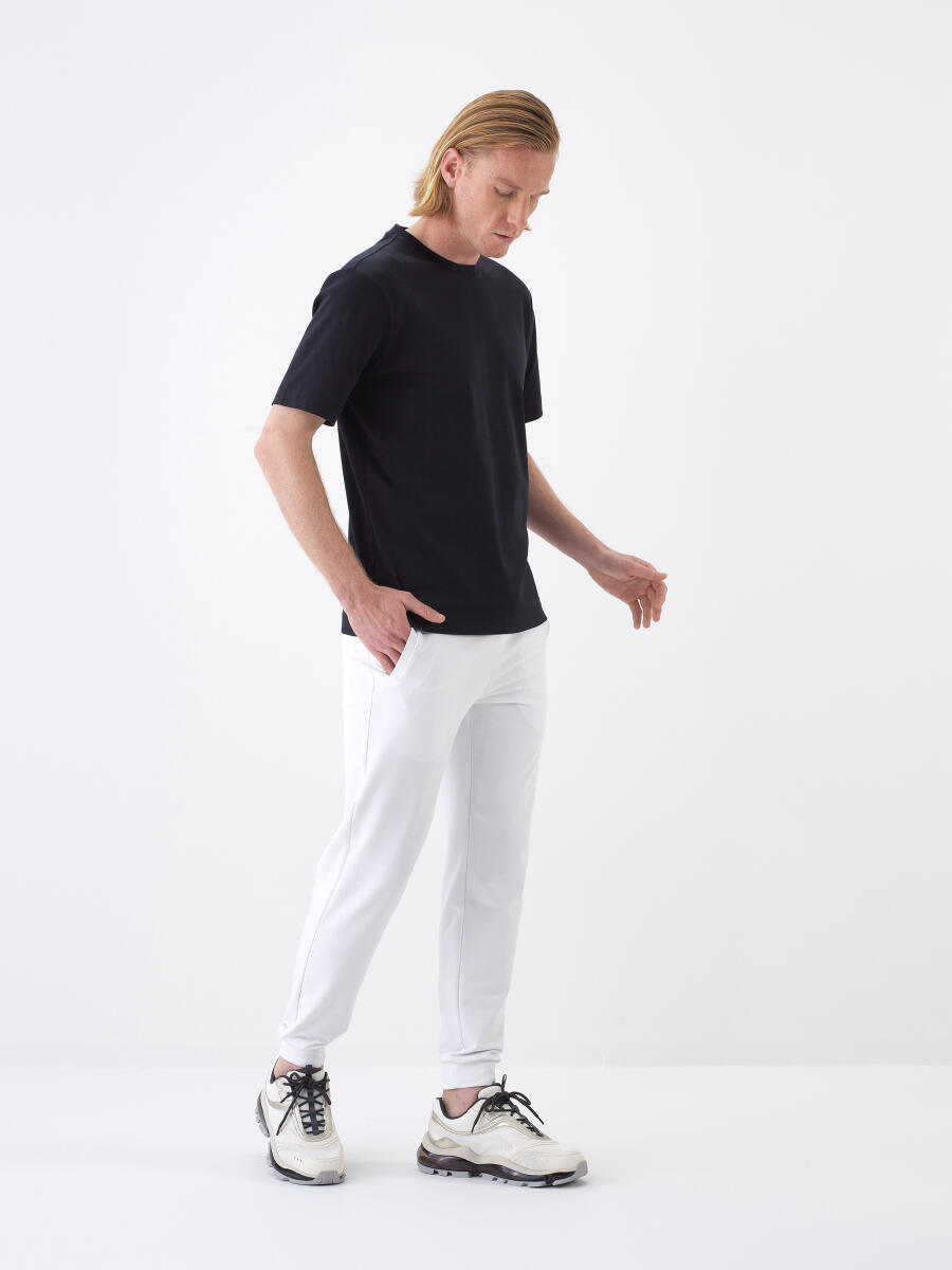 Beyaz Regular Fit Pamuklu Sweat Pantolon - 2