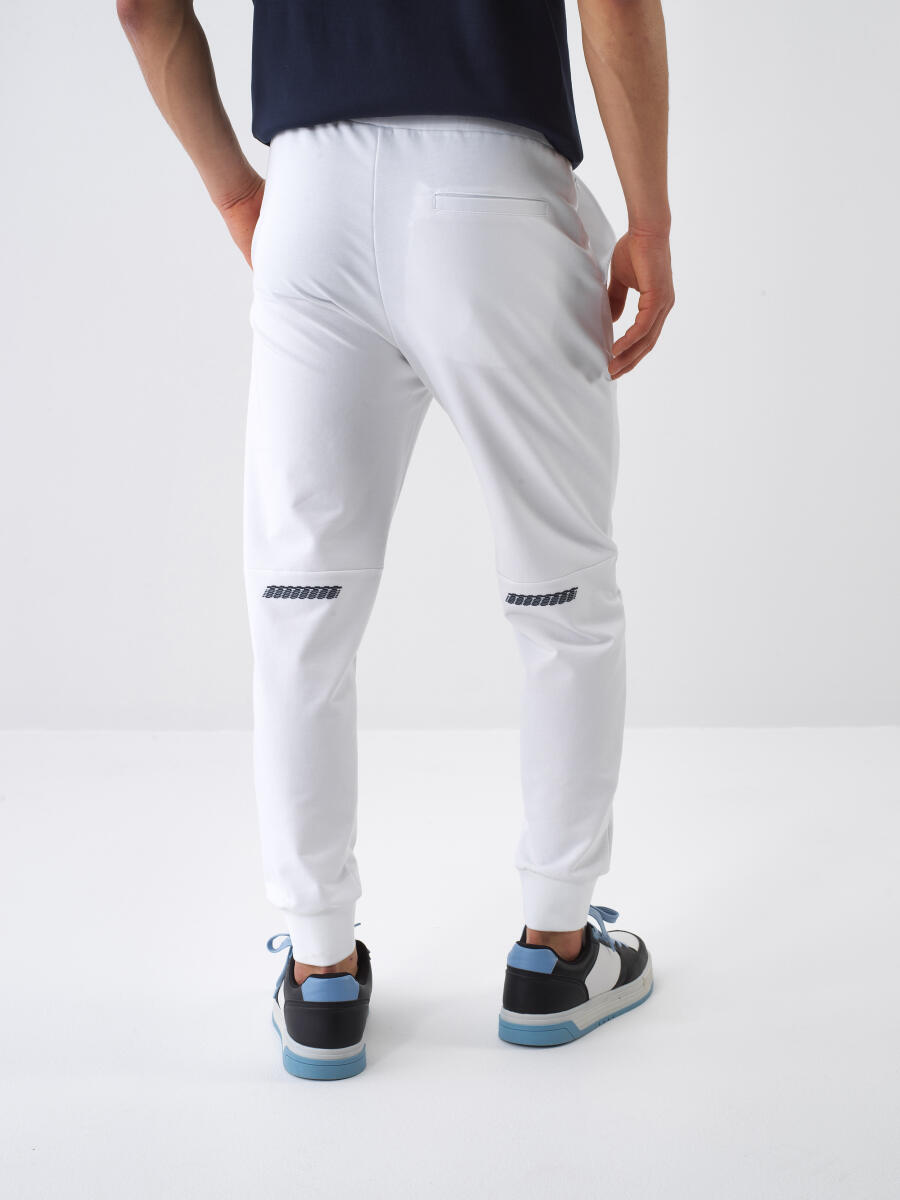 Beyaz Regular Fit Pamuklu Sweat Pantolon - 4