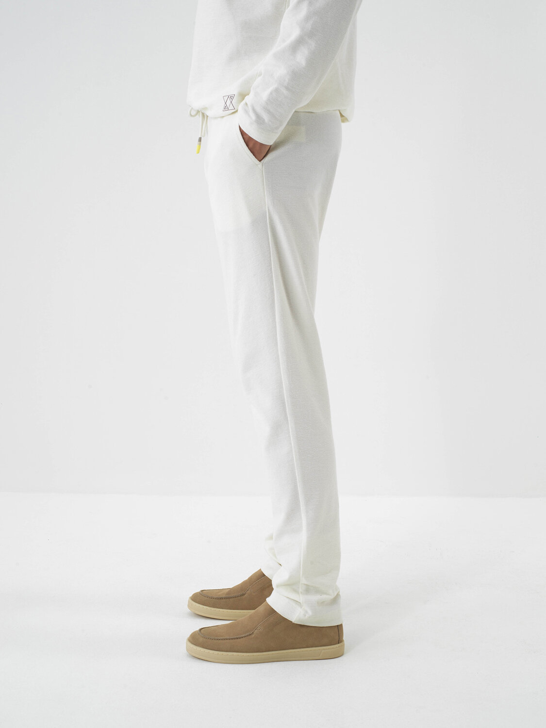 Ekru Pamuk Dokulu Regular Fit Sweat Pantolon - Xint