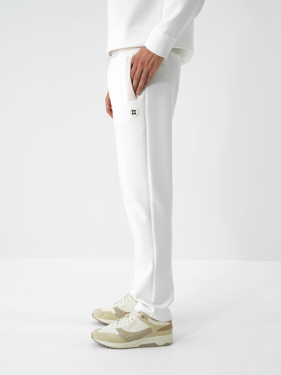 Ekru Pamuk Dokulu Regular Fit Sweat Pantolon - Xint