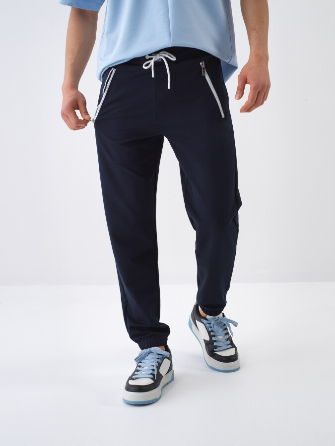 Lacivert Regular Fit Pamuklu Sweat Pantolon - Xint