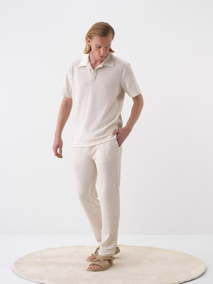 Natural Regular Fit Keten Sweat Pantolon - 2