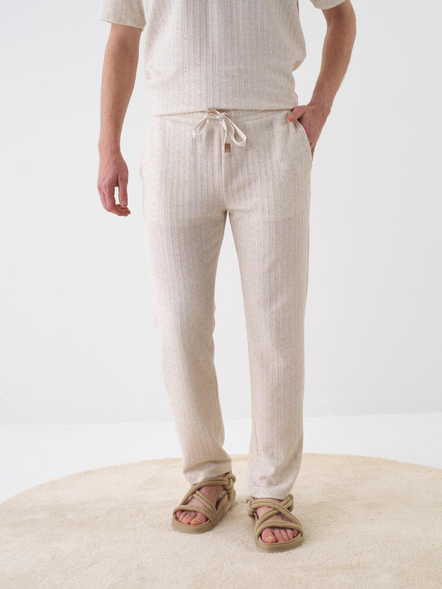 Natural Regular Fit Keten Sweat Pantolon