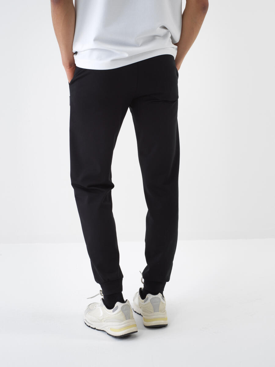 Siyah Regular Fit Pamuklu Sweat Pantolon - 4