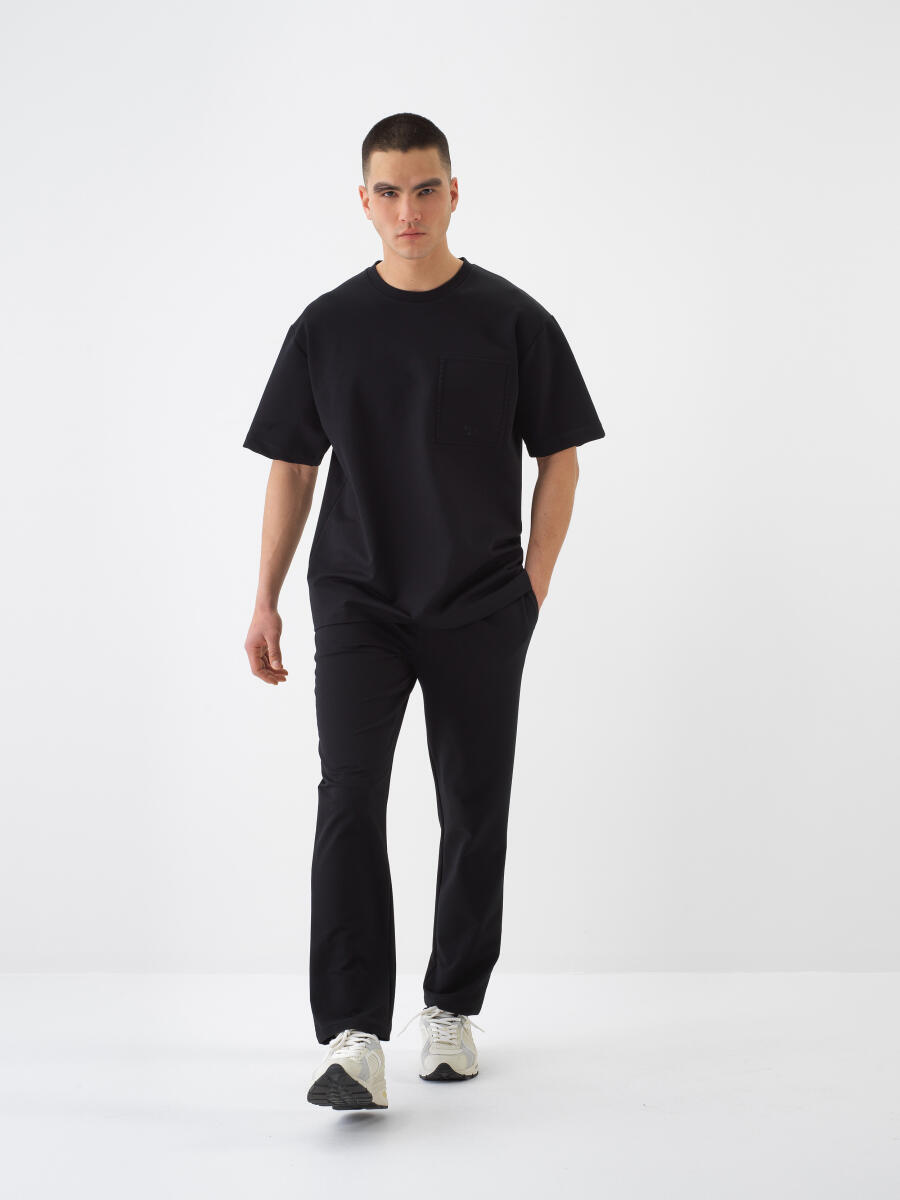 Siyah Regular Fit Pamuklu Sweat Pantolon - 2