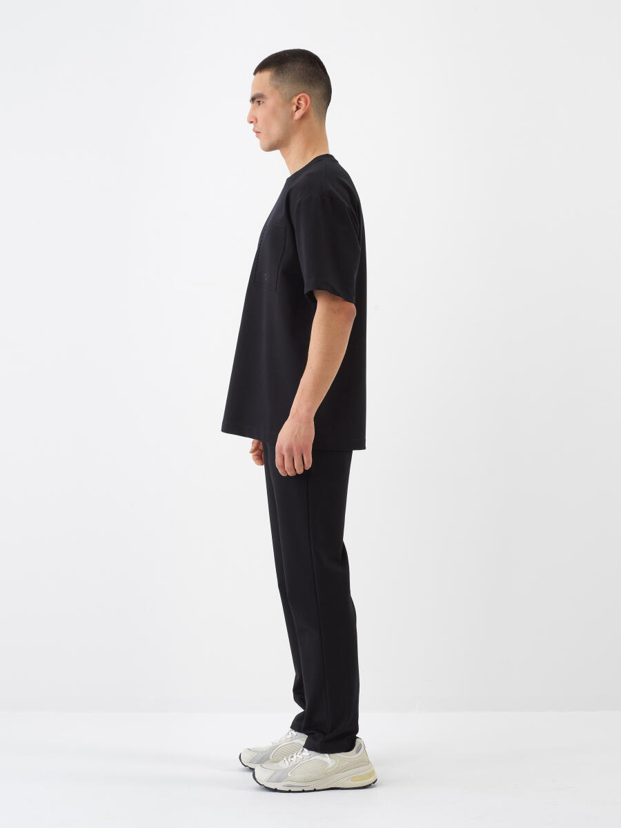 Siyah Regular Fit Pamuklu Sweat Pantolon - 3